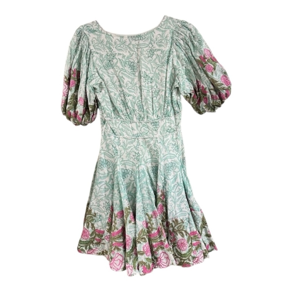 HEMANT & NANDITA Mint Green Floral Mini Dress - Picture 8 of 12